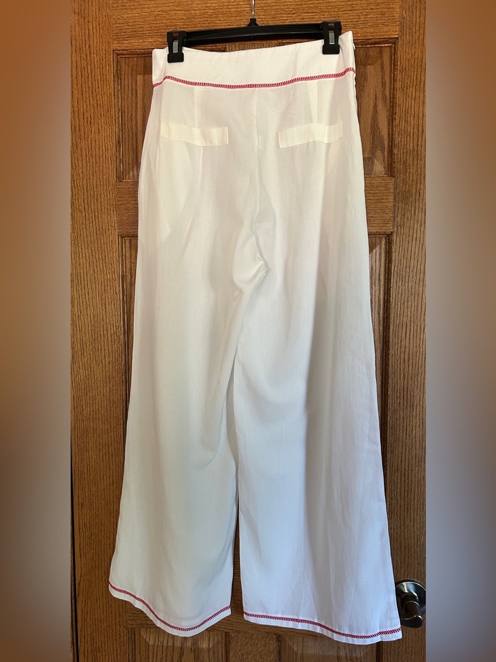 Sleeveless Top & Pant Set, White w/ Orange Piping, Side Zipper & Pockets, NWOT! - Picture 8 of 15